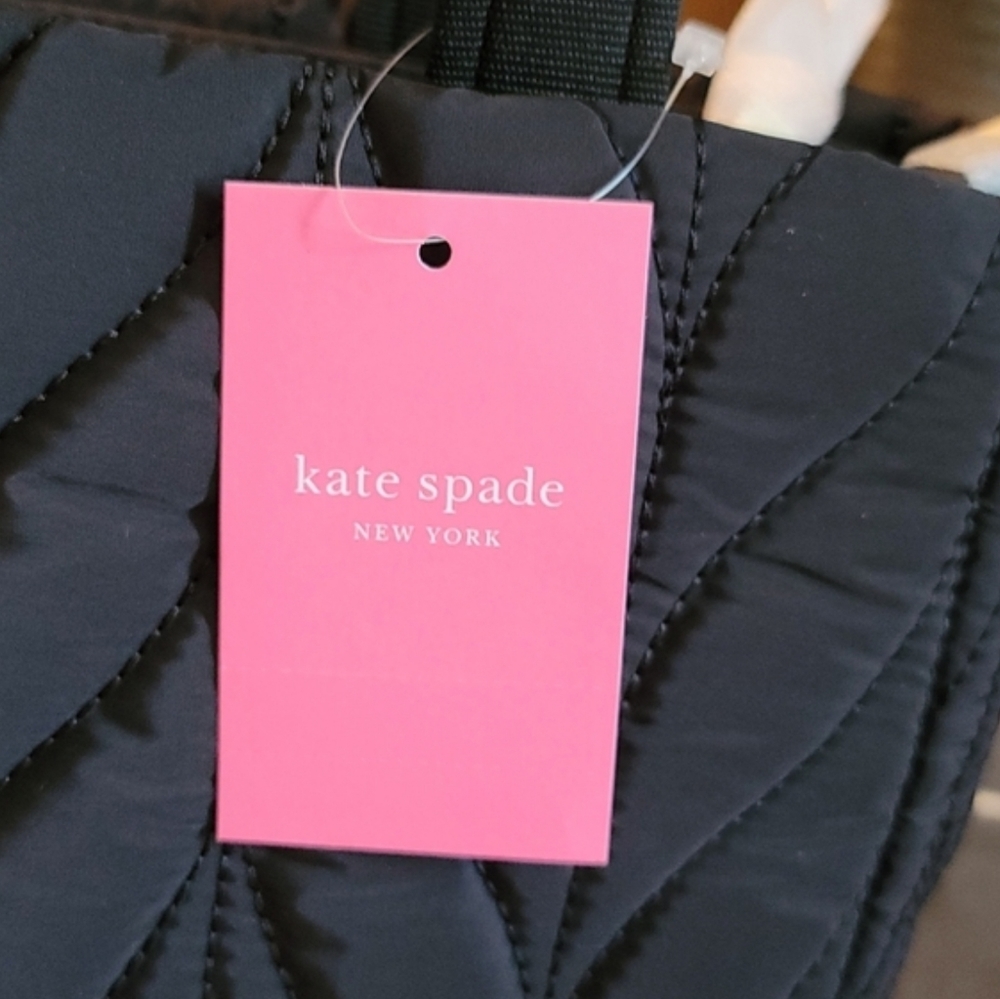 KATE SPADE NEW YORK Ellie Small Quilted Black Nylon Tote Bag - Picture 8 of 13
